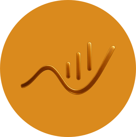 VaLinea rotation icon – gold signal line on ochre background